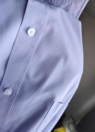 Чоловіча якісна велика коттонова блакитна сорочка з кишенею  18 1/2 478 фото