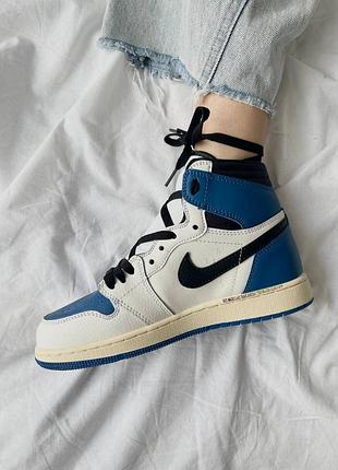 Nike air jordan 1 retro high og x travis scott x fragment кроссовки кожаные