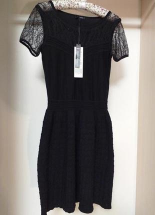 Чёрное платье из плотного трикотажа с кружевом2 фото