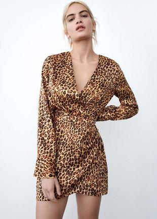 Плаття сукня zara трендовий леопардовий леопардове