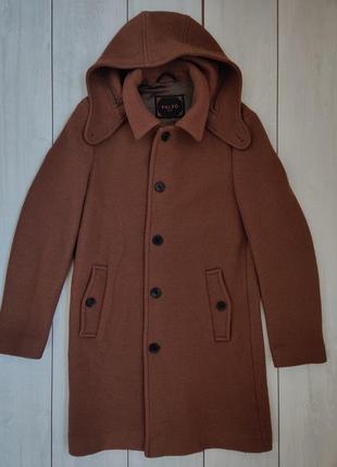 Мужское качественное теплое пальто с капюшоном шерсть оригинал италия