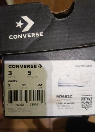 Кеды низкие белые converse m7652c all star ox optical white original оригинал8 фото