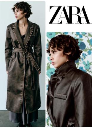 Zara пальто тренч з еко шкіри3 фото