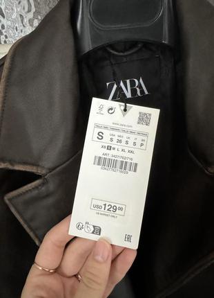 Zara пальто тренч з еко шкіри7 фото