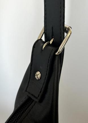 Стильная кожанная женская сумка айова черная элегантная женская сумочка из кожи2 фото