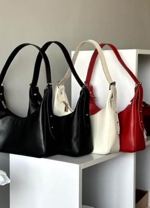 Стильная кожанная женская сумка айова черная элегантная женская сумочка из кожи3 фото