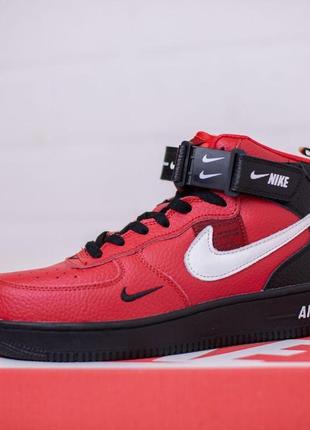 Nike air force 1 mid lv8 красные с черным кросівки найк аір форс аир кроссовки найки2 фото