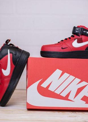 Nike air force 1 mid lv8 красные с черным кросівки найк аір форс аир кроссовки найки7 фото