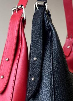 Стильна шкіряна жіноча сумка айова червона елегантна жіноча сумочка зі шкіри5 фото