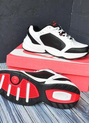 Nike air monarch білі з чорним і червоним,  шкіра найк аир монарх аір кроссовки10 фото