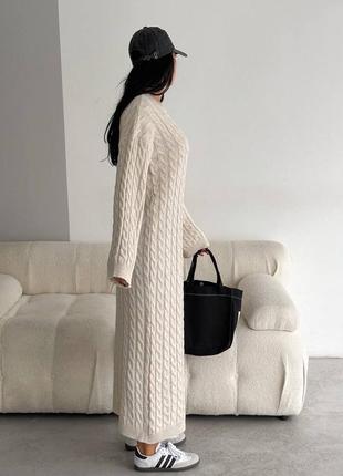 Платье миди вязаное с длинными рукавами, длинный свитер4 фото