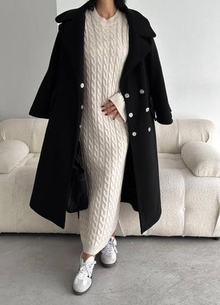 Платье миди вязаное с длинными рукавами, длинный свитер5 фото