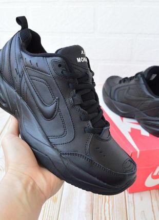 Nike air monarch чорні,  шкіра найки монарх кроссовки кросовки