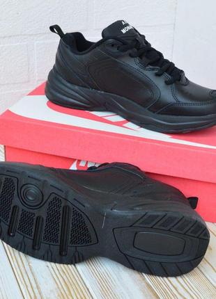 Nike air monarch чорні,  шкіра найки монарх кроссовки кросовки6 фото