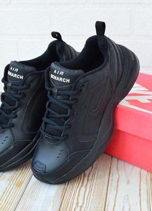 Nike air monarch чорні,  шкіра найки монарх кроссовки кросовки5 фото