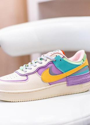 Nike air force 1 shadow бежевые с бирюзой топ кроссовки найк аир форс кросівки5 фото