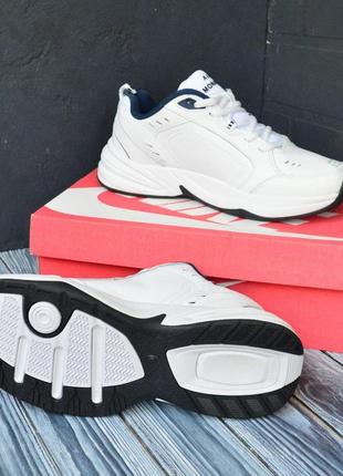 Nike air monarch білі з синім,  шкіра кросівки найк монарх кроссовки5 фото