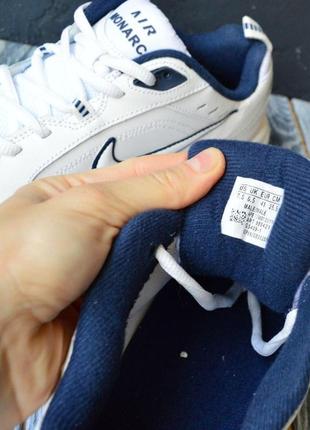 Nike air monarch білі з синім,  шкіра кросівки найк монарх кроссовки2 фото
