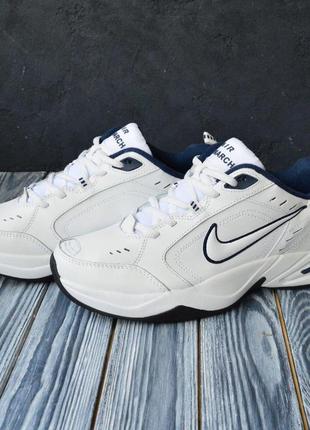 Nike air monarch білі з синім,  шкіра кросівки найк монарх кроссовки9 фото