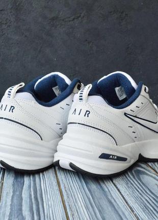 Nike air monarch білі з синім,  шкіра кросівки найк монарх кроссовки8 фото