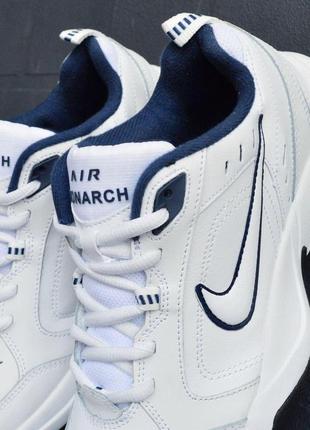 Nike air monarch білі з синім,  шкіра кросівки найк монарх кроссовки3 фото