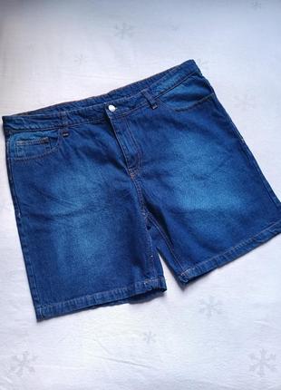 Жіночі джинсові шорти батал xxl сині натуральна бавовна 100%