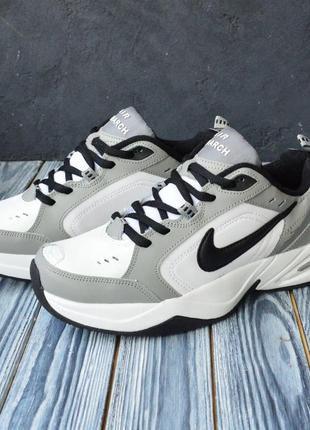 Nike air monarch білі з сірим,  шкіра найк аир монарх кроссовки кросівки8 фото