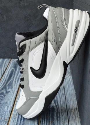 Nike air monarch білі з сірим,  шкіра найк аир монарх кроссовки кросівки3 фото
