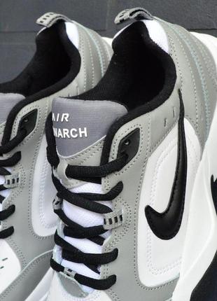 Nike air monarch білі з сірим,  шкіра найк аир монарх кроссовки кросівки4 фото