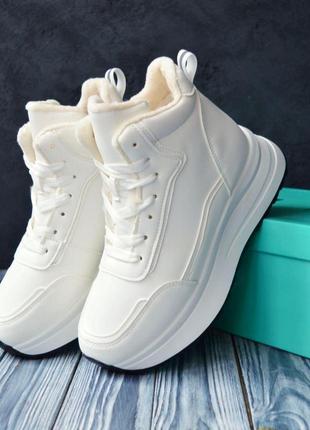 Fashion shoes черевички білі, хутро-гревірітки зимові жиночі кросівки6 фото