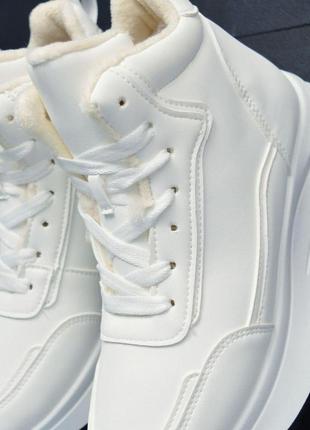 Fashion shoes черевички білі, хутро-гревірітки зимові жиночі кросівки7 фото