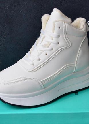 Fashion shoes черевички білі, хутро-гревірітки зимові жиночі кросівки3 фото