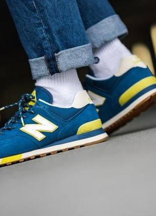 Оригинал new balance! кроссовки мужские демисезонные синие 574 модель ml574jhp нью беланс