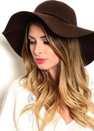 Стильний красивий ефектний коричневий капелюх , капелюшок ,шляпа