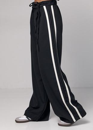 Жіночі брюки палаццо прямі кльош з лампасами,женские брюки с лампасами прямые клёш3 фото