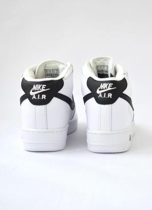 Nike air force 1 білі з чорним шкіра хутро найк аір форс кроссовки форси форсы6 фото