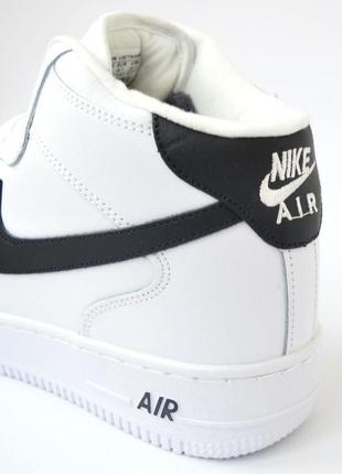 Nike air force 1 білі з чорним шкіра хутро найк аір форс кроссовки форси форсы5 фото