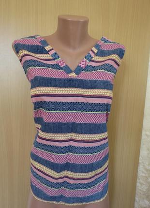 Легкая тонкая хлопковая разноцветная летняя блуза из натуральной ткани tu
