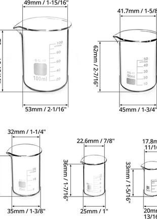 5 мерных стаканов из боросиликатного стекла6 фото