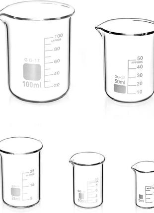 5 мірних склянок із боросилікатного скла