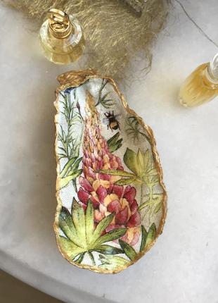 Ручная работа! невероятная богемная пиала-устрица "botanical" для хранения украшений, мелочей