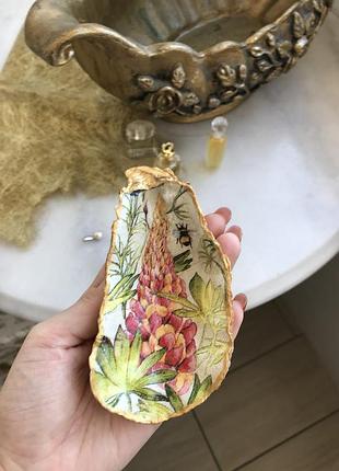 Ручная работа! невероятная богемная пиала-устрица "botanical" для хранения украшений, мелочей