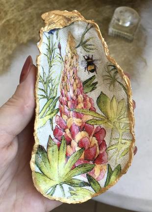 Ручная работа! невероятная богемная пиала-устрица "botanical" для хранения украшений, мелочей