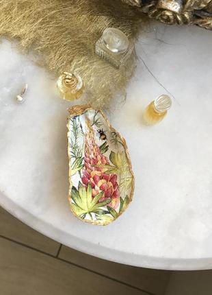 Ручная работа! невероятная богемная пиала-устрица "botanical" для хранения украшений, мелочей