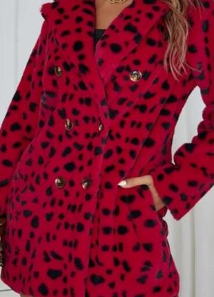 Яскраве червоне стильне пальто піджак жакет тренч на весну леопард нове3 фото
