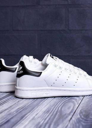 Adidas stan smith білі з чорним, шкіра адідас стан сміт кроссовки адидас стан смит8 фото