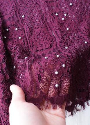 Брендова блуза мереживо у красивому відтінку бургунді від ri3 фото