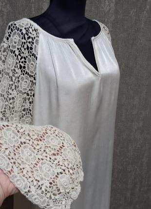 Блуза шикарная ,туника,рубашка с кружевной отделкой италия .6 фото