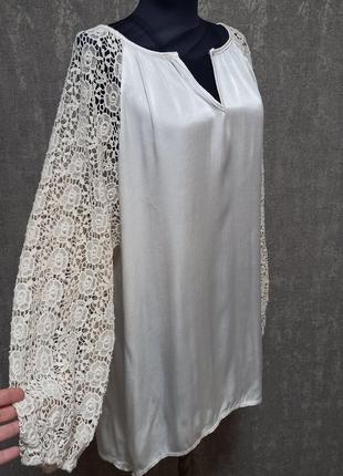 Блуза шикарная ,туника,рубашка с кружевной отделкой италия .7 фото