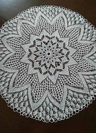 Салфетка круглая вязаная спицами
